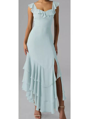 AW BRIDAL 0 XS skylight blue chiffon Anaya bridesmaid party maxi dress NEW 0B7